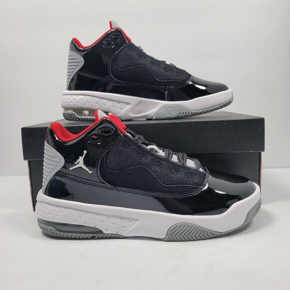 Nike Air Jordan Max Aura 2 Youth Black Wolf Grey Red Shoes CN8094-006 US Size 4Y - Picture 1 of 10